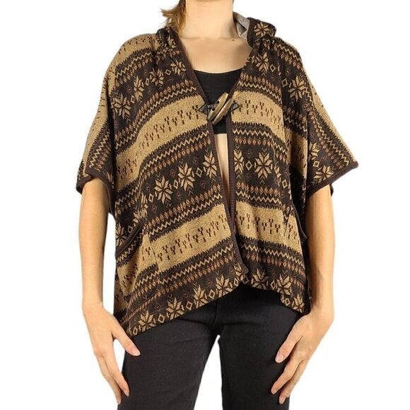 Forever 21 Sweaters - Forever 21 Cheveron Pattern Western Brown Poncho Shawl